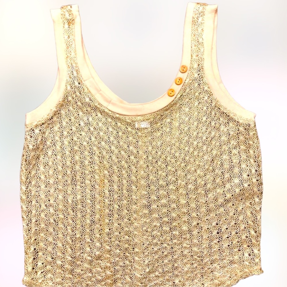 NWOT DAYTRIP(BKE) Gold Sparkle METALLIC Crop Top SZ Small